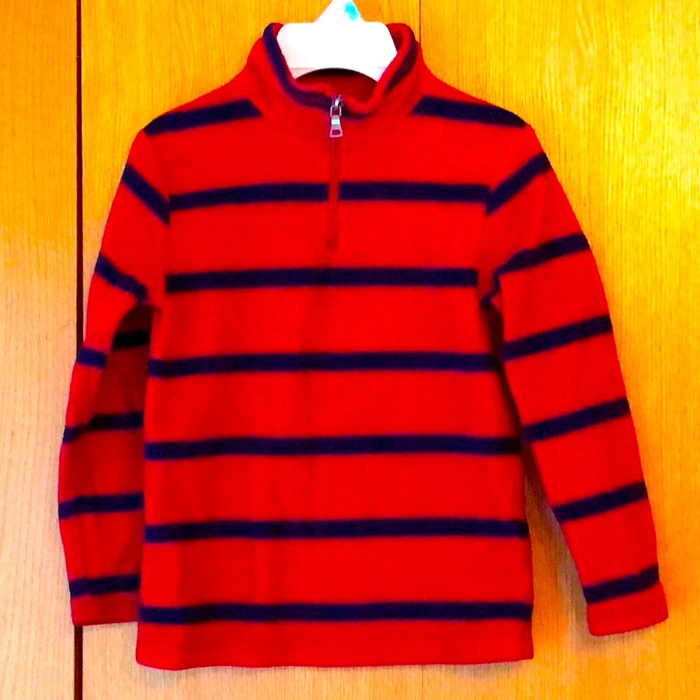 Children’s Place 1989 Red navy size 6 fleece 1/4 zip pullover shirt stand collar
